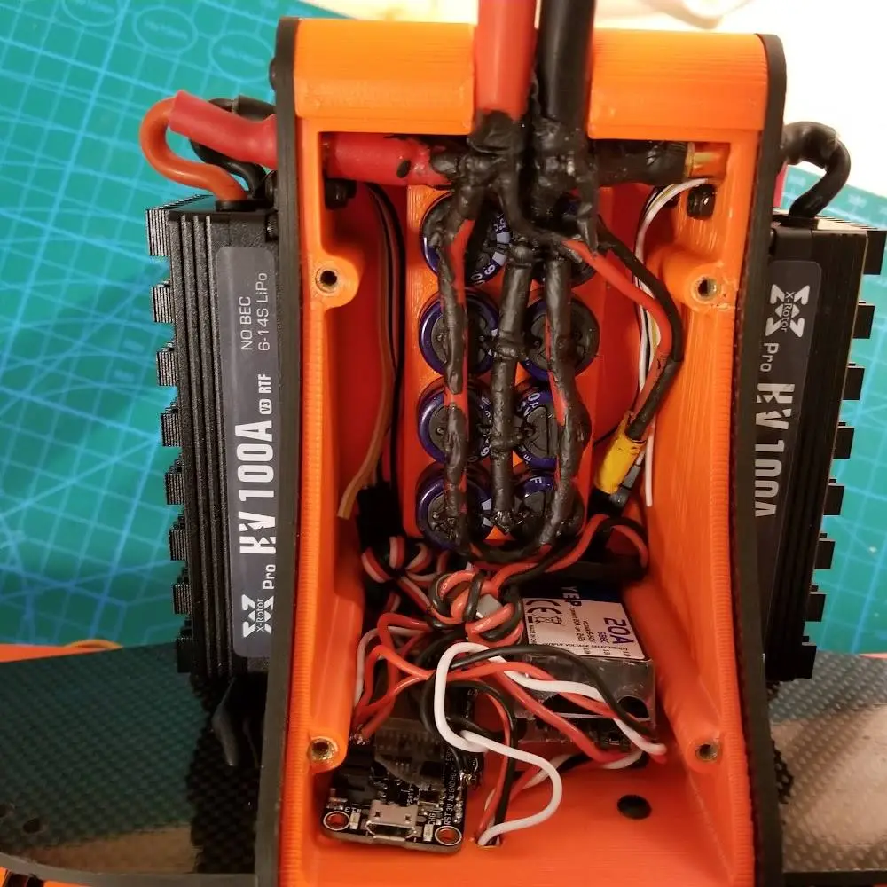 ESC wiring inside an orange case